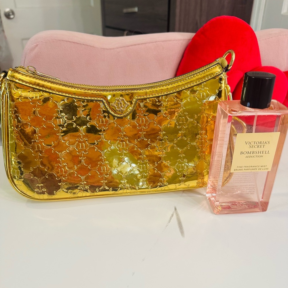 Nanette Lepore Metallic Gold Embossed Clutch